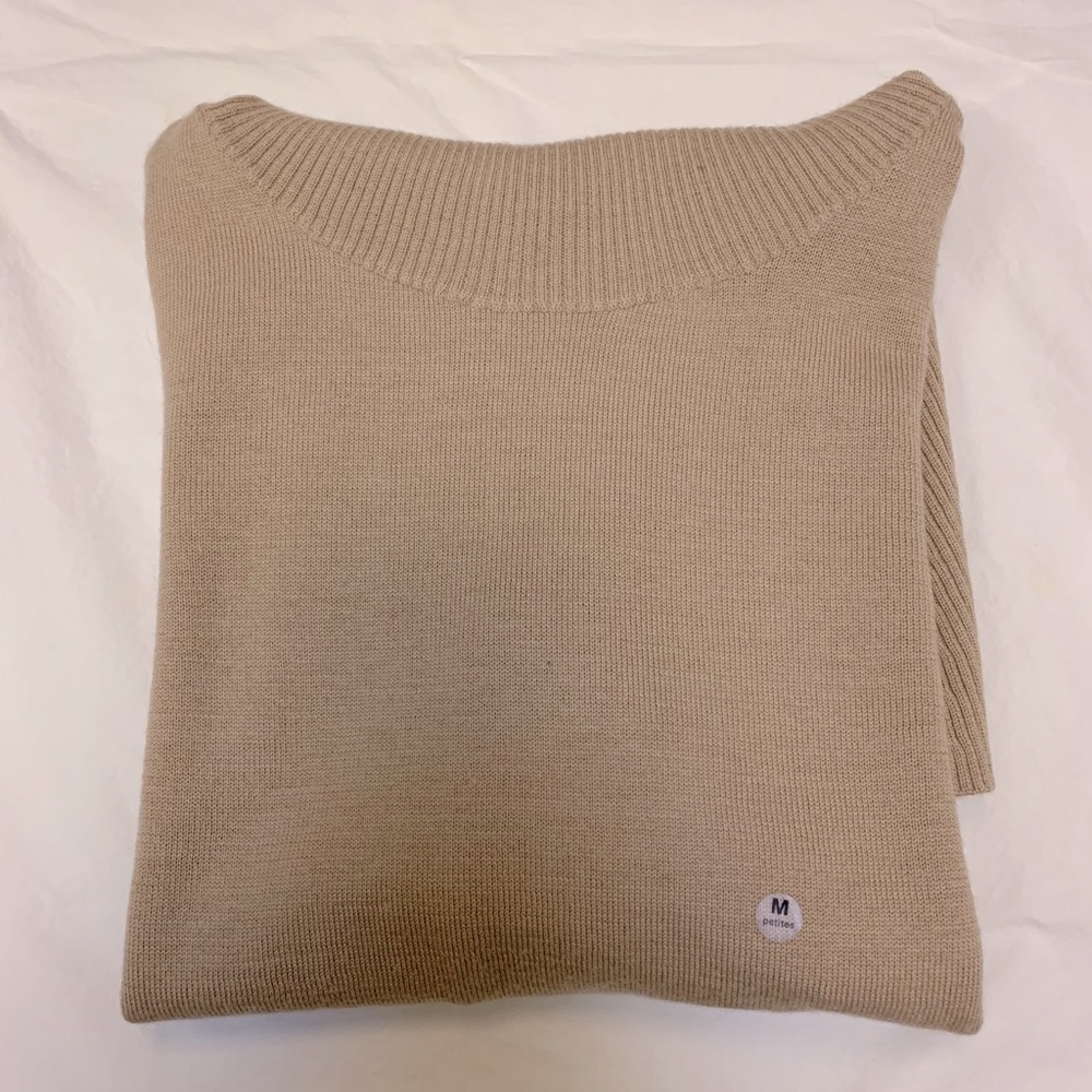 Ann Taylor Petite Tan Wool Turtleneck Sweater